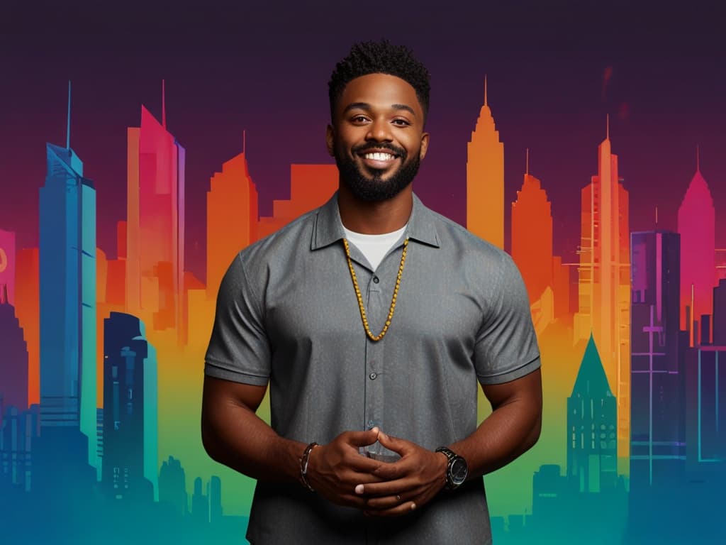 Person smiling against a colorful urban backdrop; ideal for promoting Amazon products on TikTok in 2025.