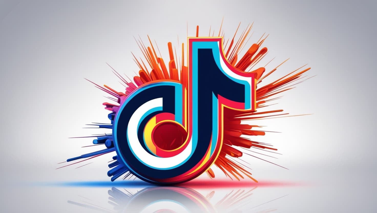 TikTok logo with vibrant red, blue, and orange splashes, ideal for 2025 TikTok ad strategies blog.