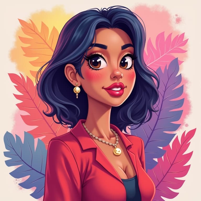 Colorful illustrated content creator with vibrant leaves; perfect for influencer pricing discussion.